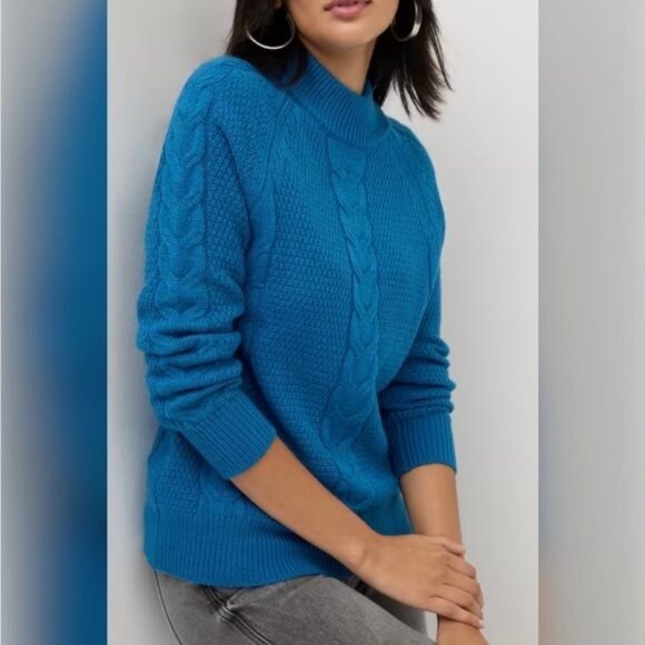 New York & Company Sweaters - NEW YORK & COMPANY CABLE-KNIT MOCK NECK PULLOVER SWEATER XXL